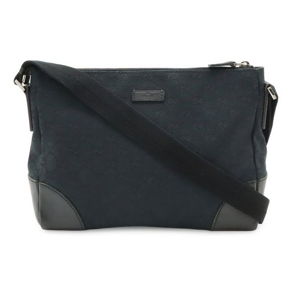 Gucci GG Canvas Shoulder Bag Messenger Bag Diagonal Leather Black Black 114273 - Picture 1 of 9
